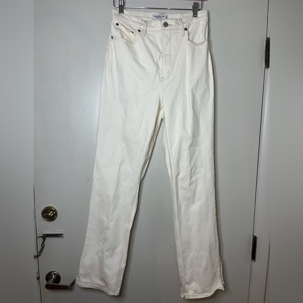 Abercrombie 90s Straight Ultra High Rise White Ivory Jeans *Read Desc